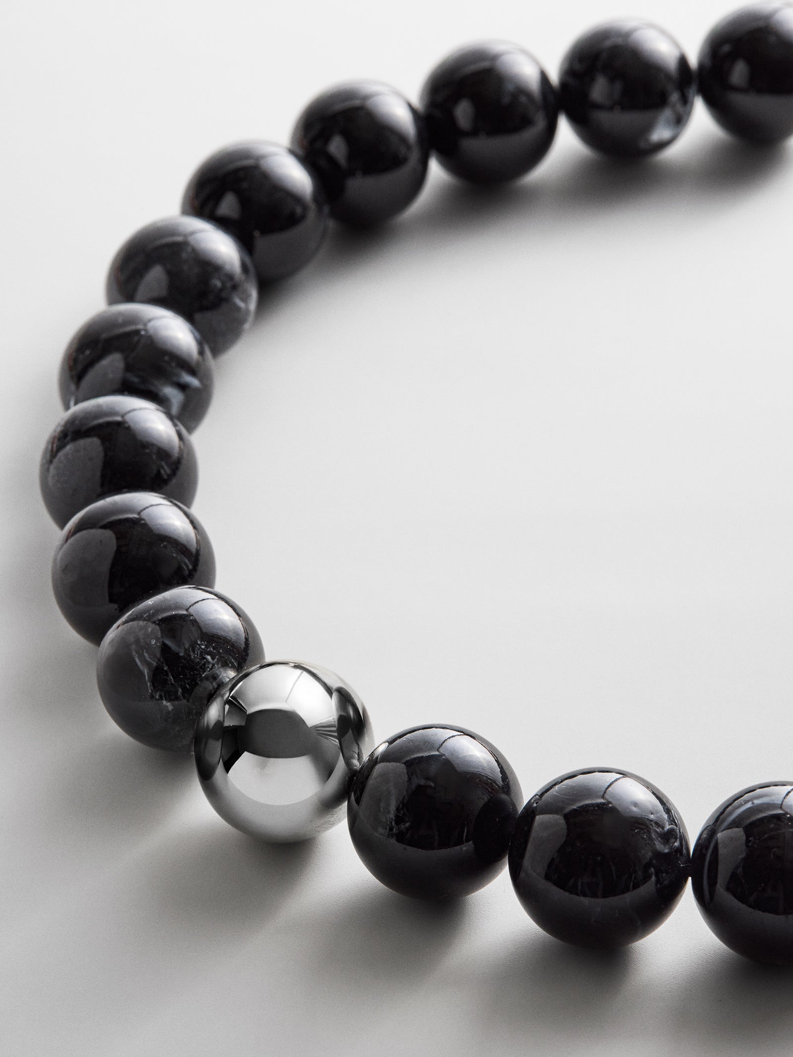 Jane Beaded Necklace - Obsidian/Silver Bead