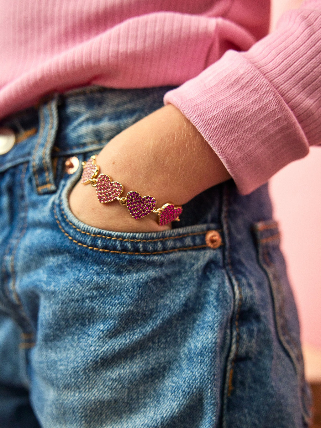 Hearts for Days Kids' Crystal Heart Bracelet - Pink Multi