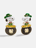 Peanuts Snoopy St. Patrick’s Day Earrings - Gold/Black