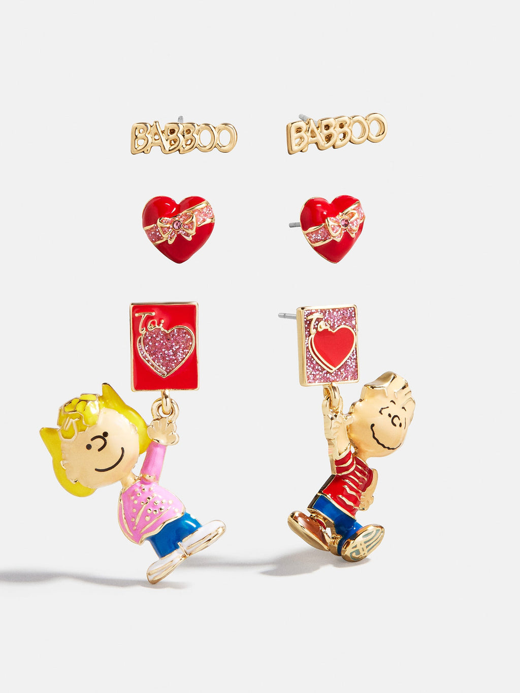 Peanuts Valentine’s Day Earring Set - Red/Pink