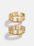 14K Gold Cigar Band Custom Ring - Gold/Pavé