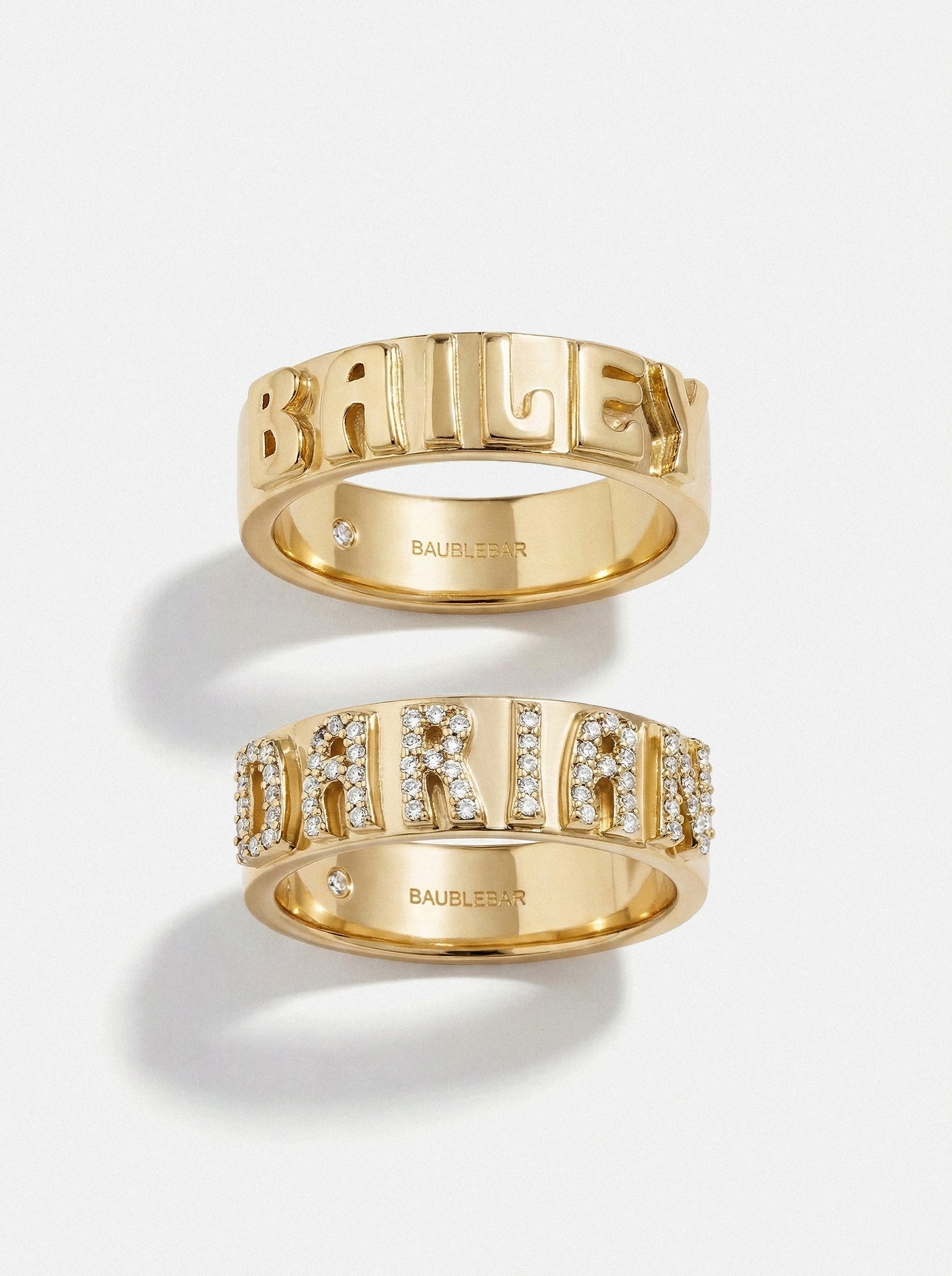 14K Gold Cigar Band Custom Ring - Gold/Pavé