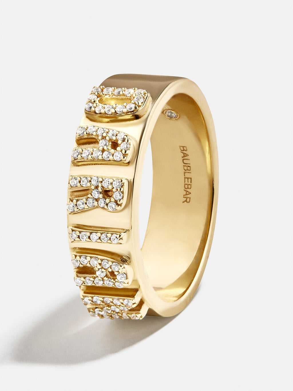 14K Gold Cigar Band Custom Ring - Gold/Pavé