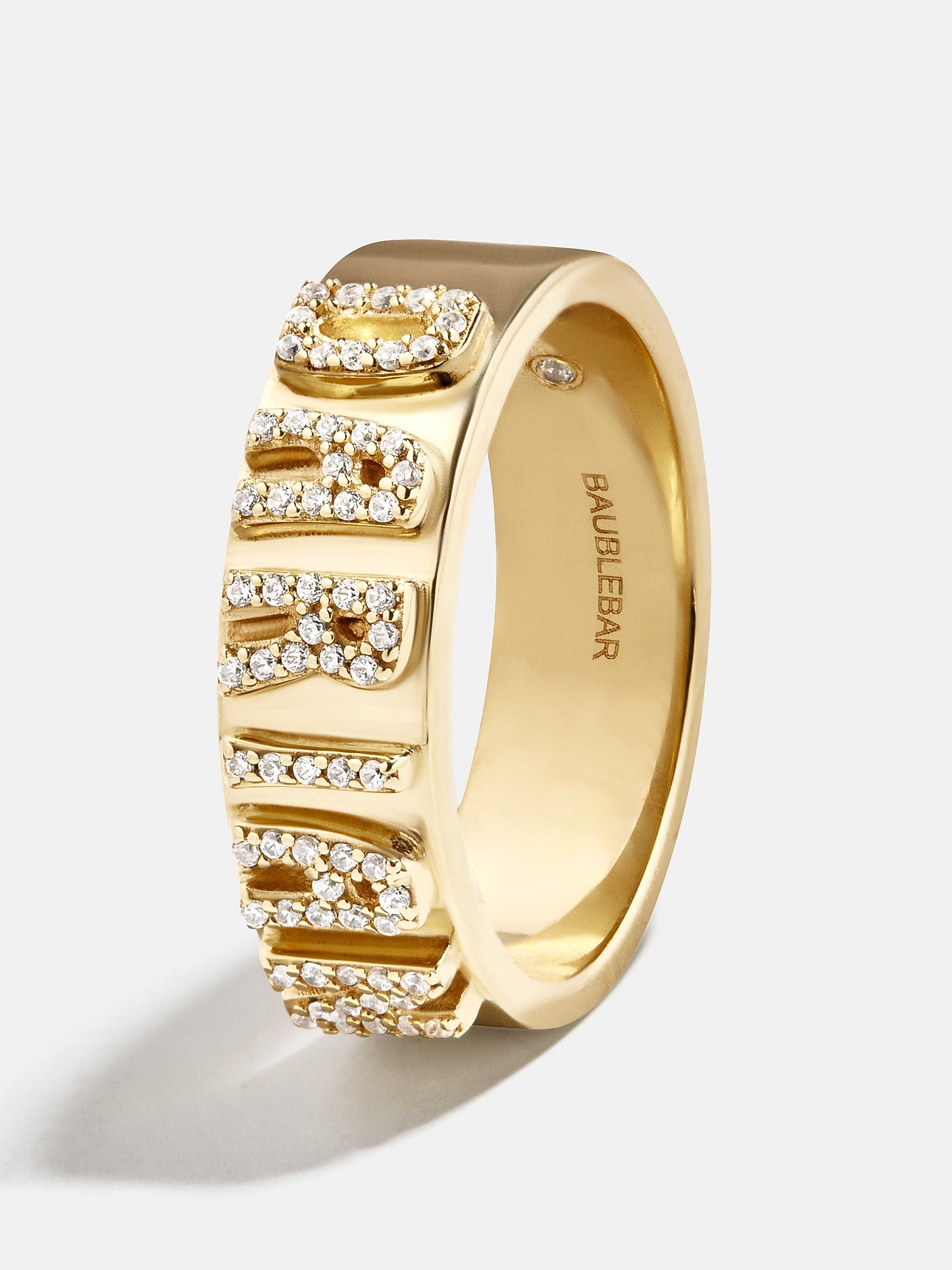 14K Gold Cigar Band Custom Ring - Gold/Pavé
