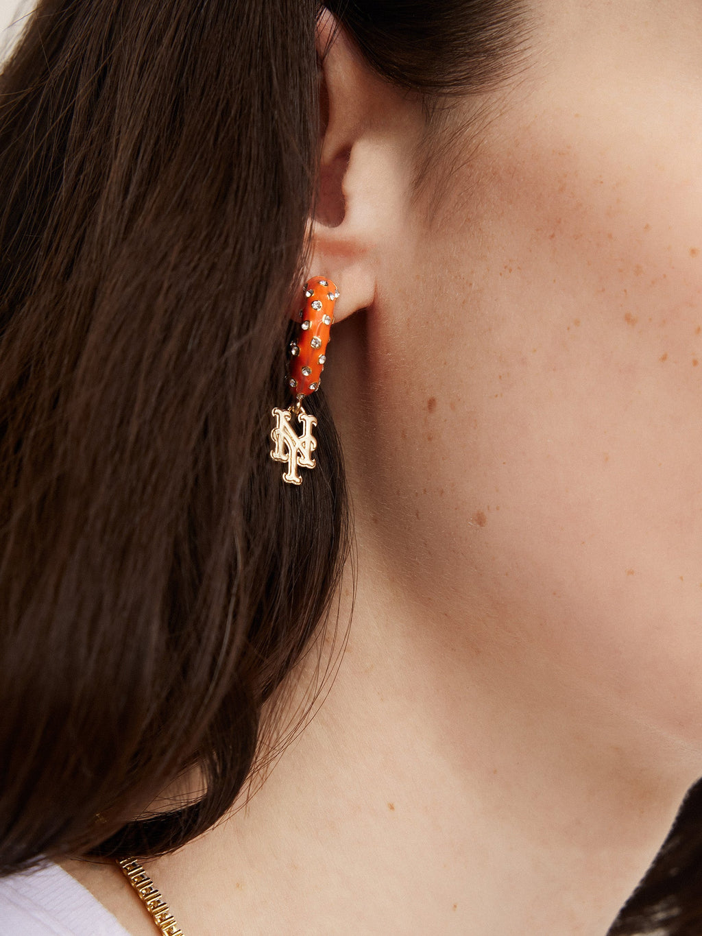 MLB Enamel Hoop Earrings - New York Mets