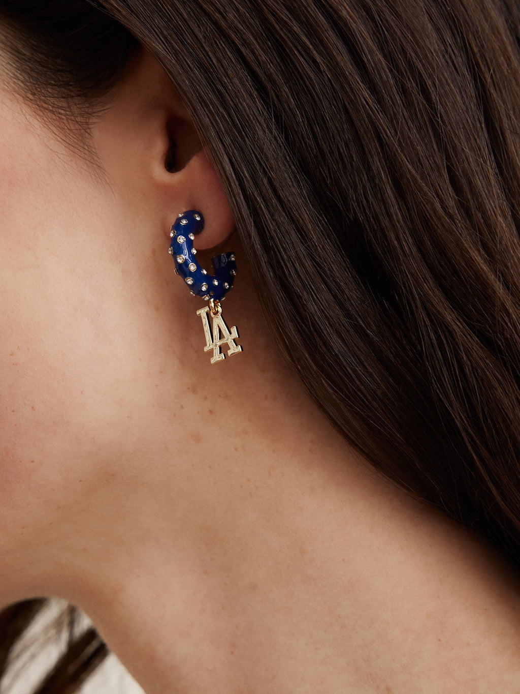 MLB Enamel Hoop Earrings - Los Angeles Dodgers