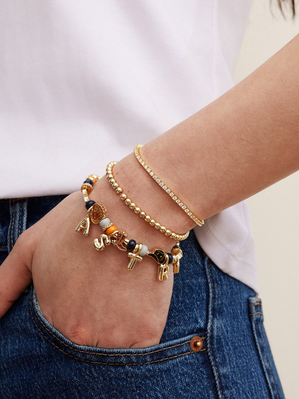 MLB Motif Beaded Bracelet - Houston Astros