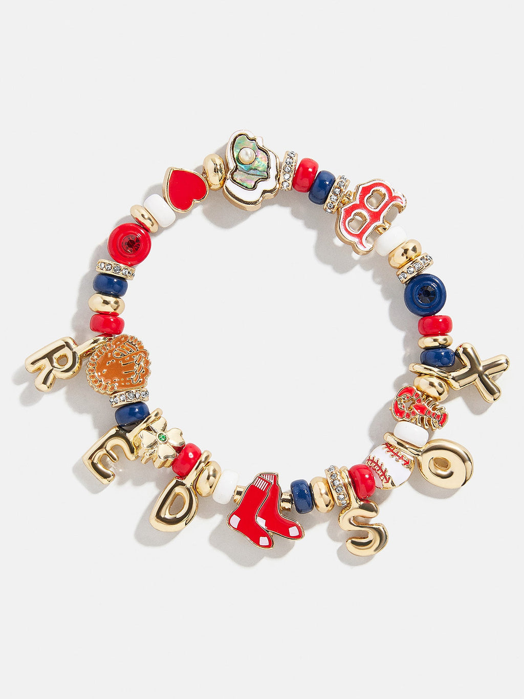 MLB Motif Beaded Bracelet - Boston Red Sox