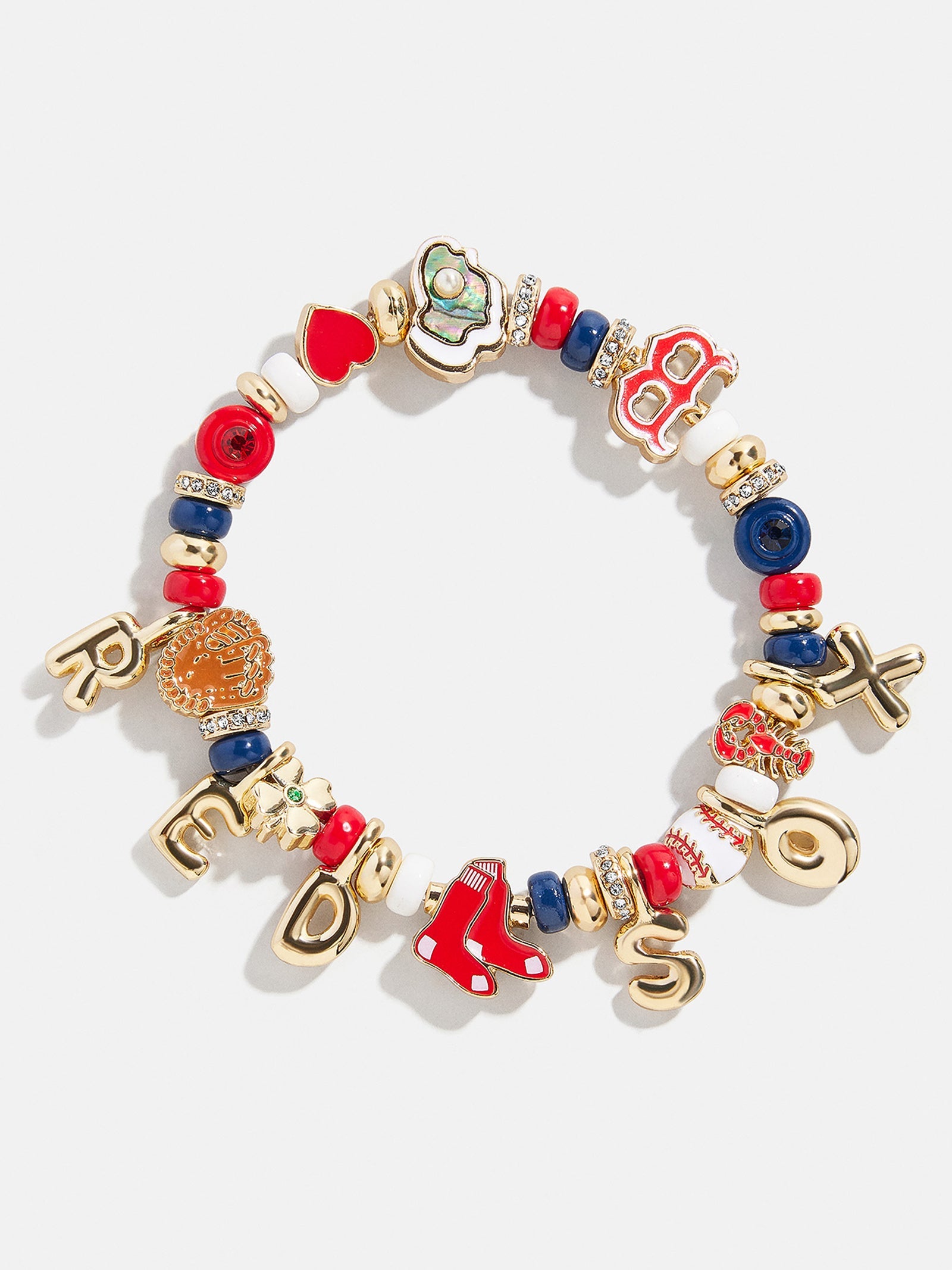 MLB Motif Beaded Bracelet - Boston Red Sox