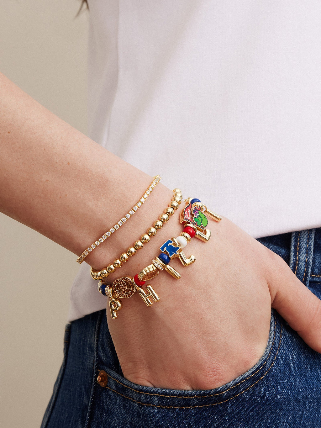MLB Motif Beaded Bracelet - Philadelphia Phillies