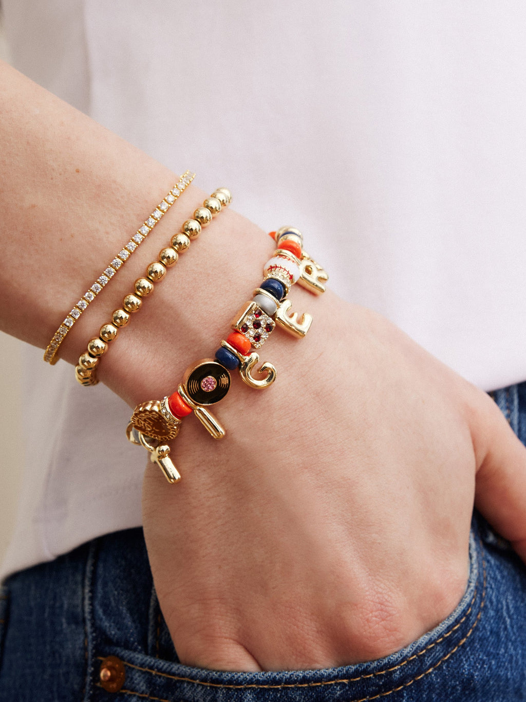 MLB Motif Beaded Bracelet - Detroit Tigers