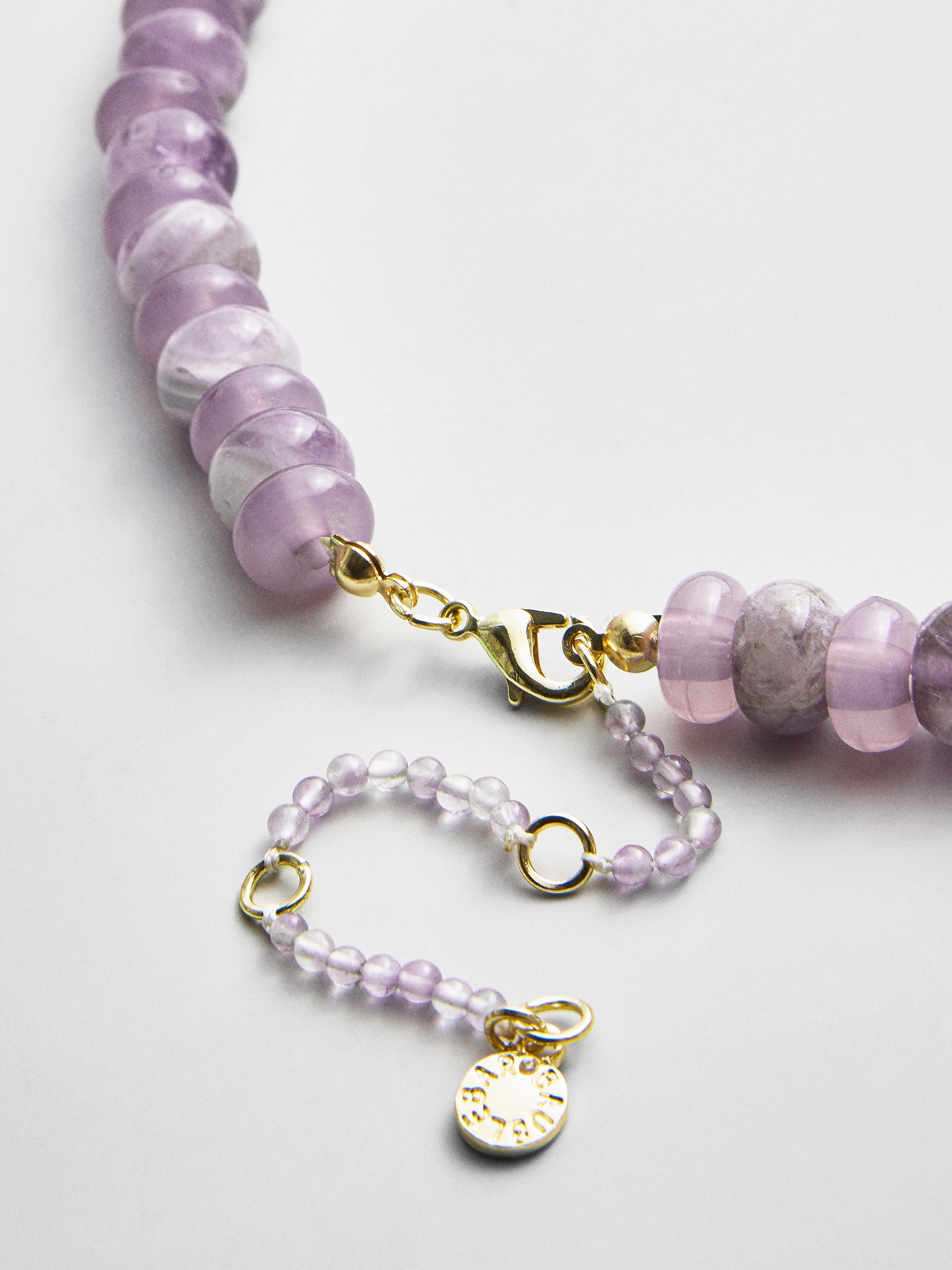 Joyce Semi-Precious Beaded Necklace - Light Amethyst Bead