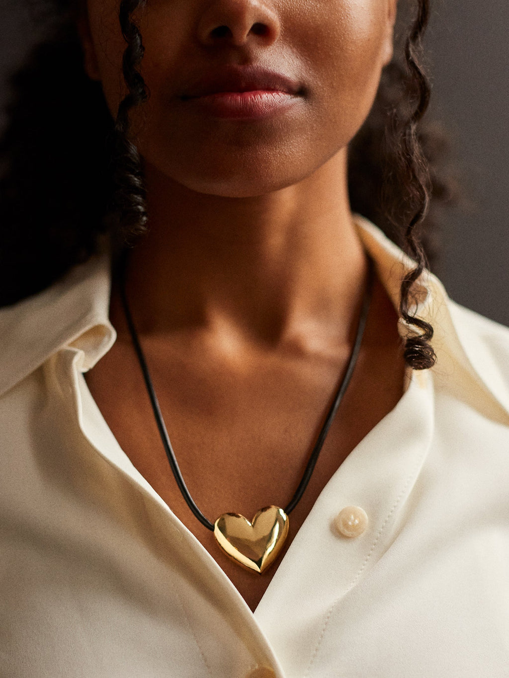 Millie Bubble Heart Cord Necklace - Gold