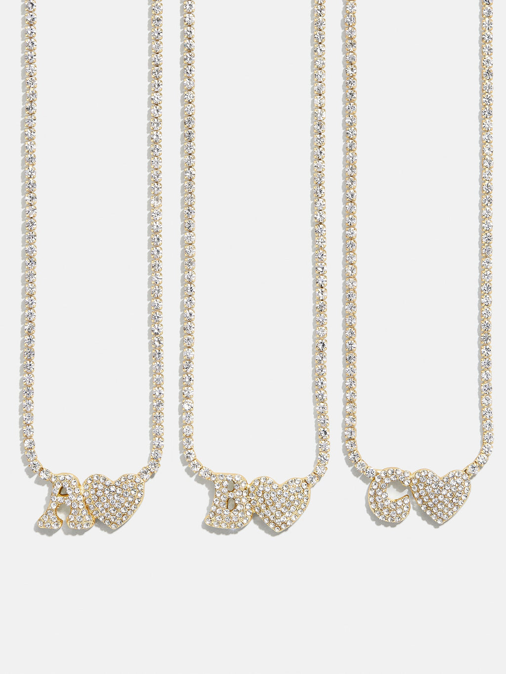 Love Letter Kids' Initial Tennis Necklace - Gold/Pavé