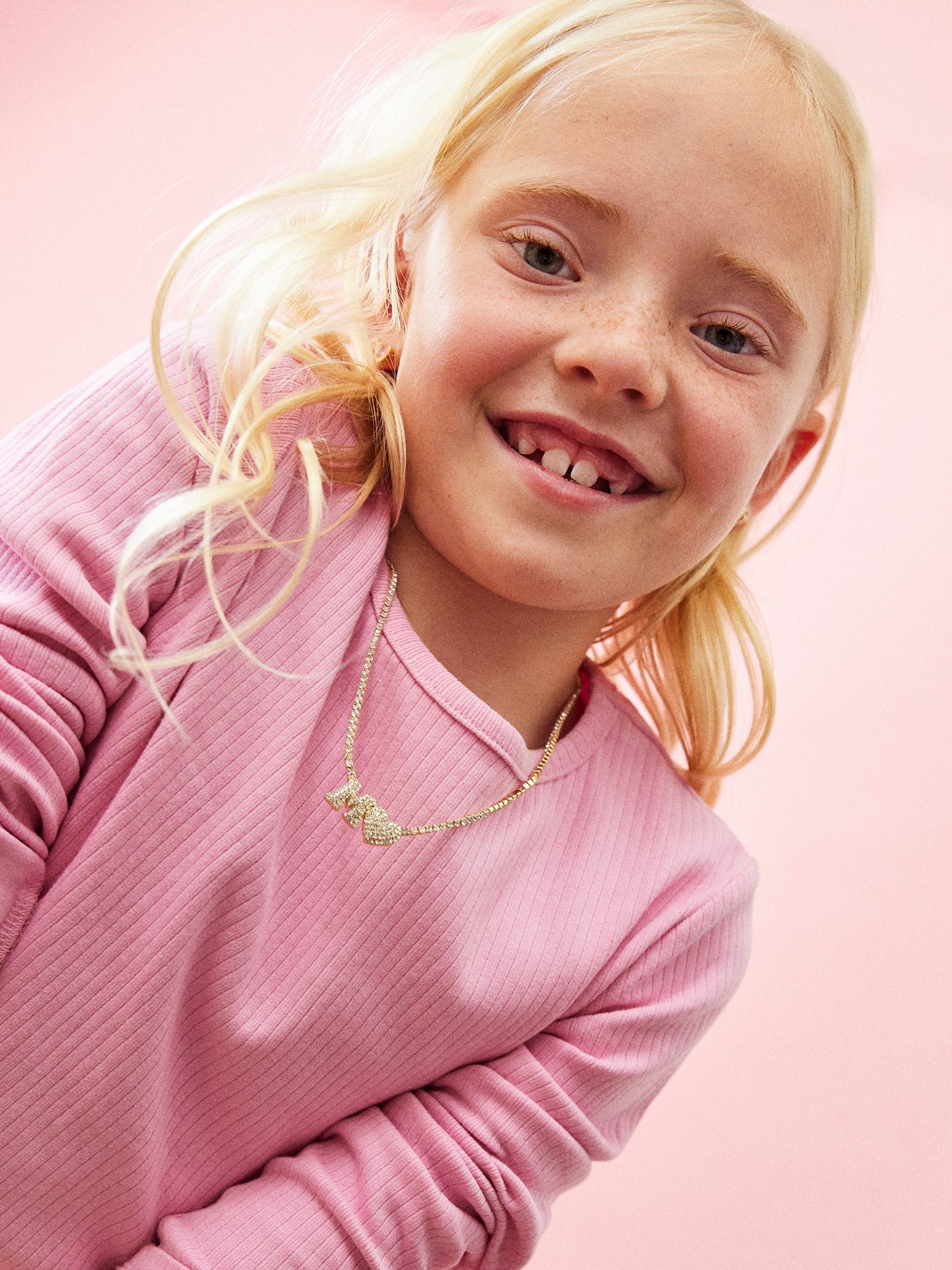 Love Letter Kids' Initial Tennis Necklace - Gold/Pavé