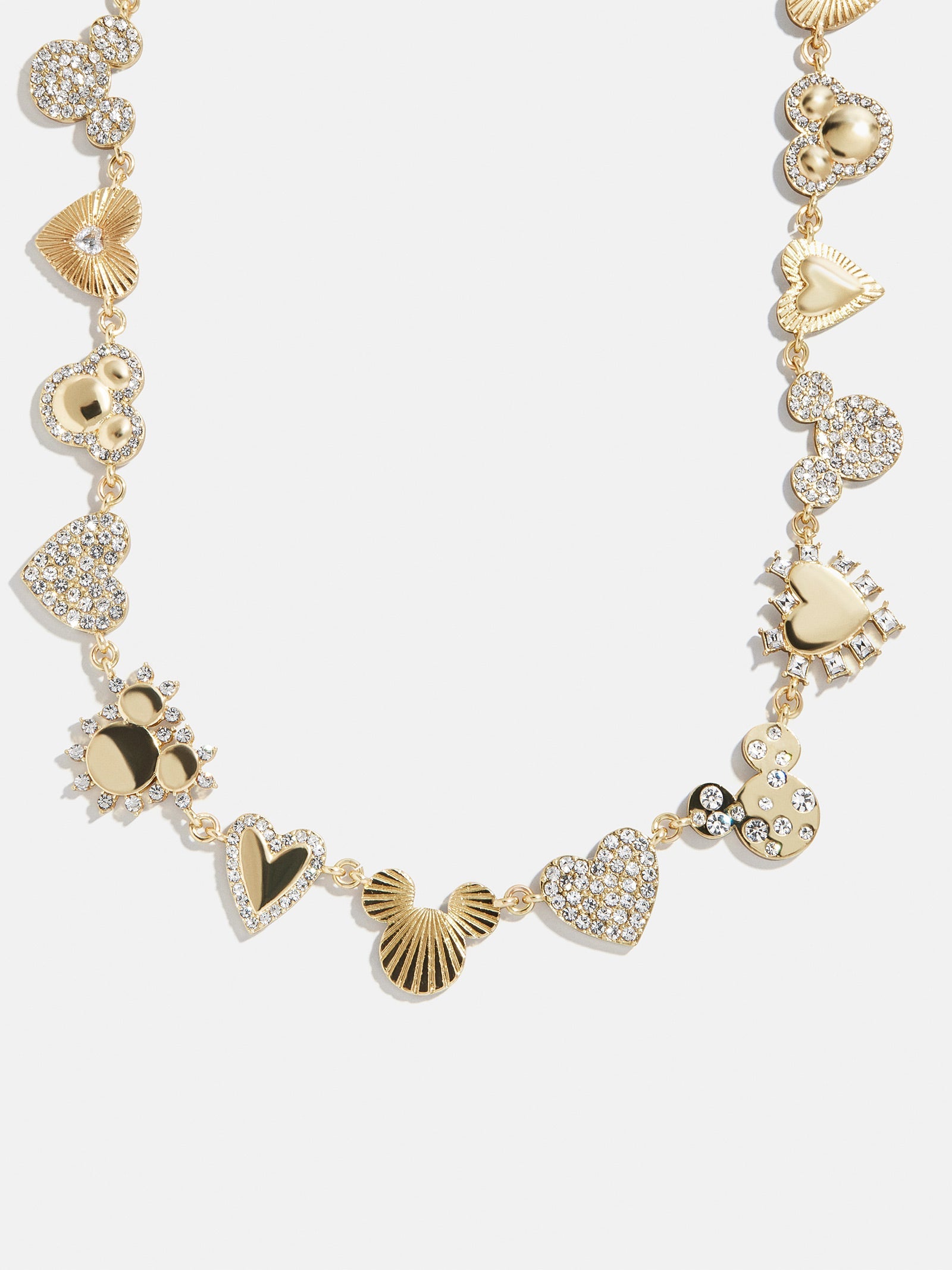 Disney Mickey Mouse Hearts Necklace - Gold/Pavé