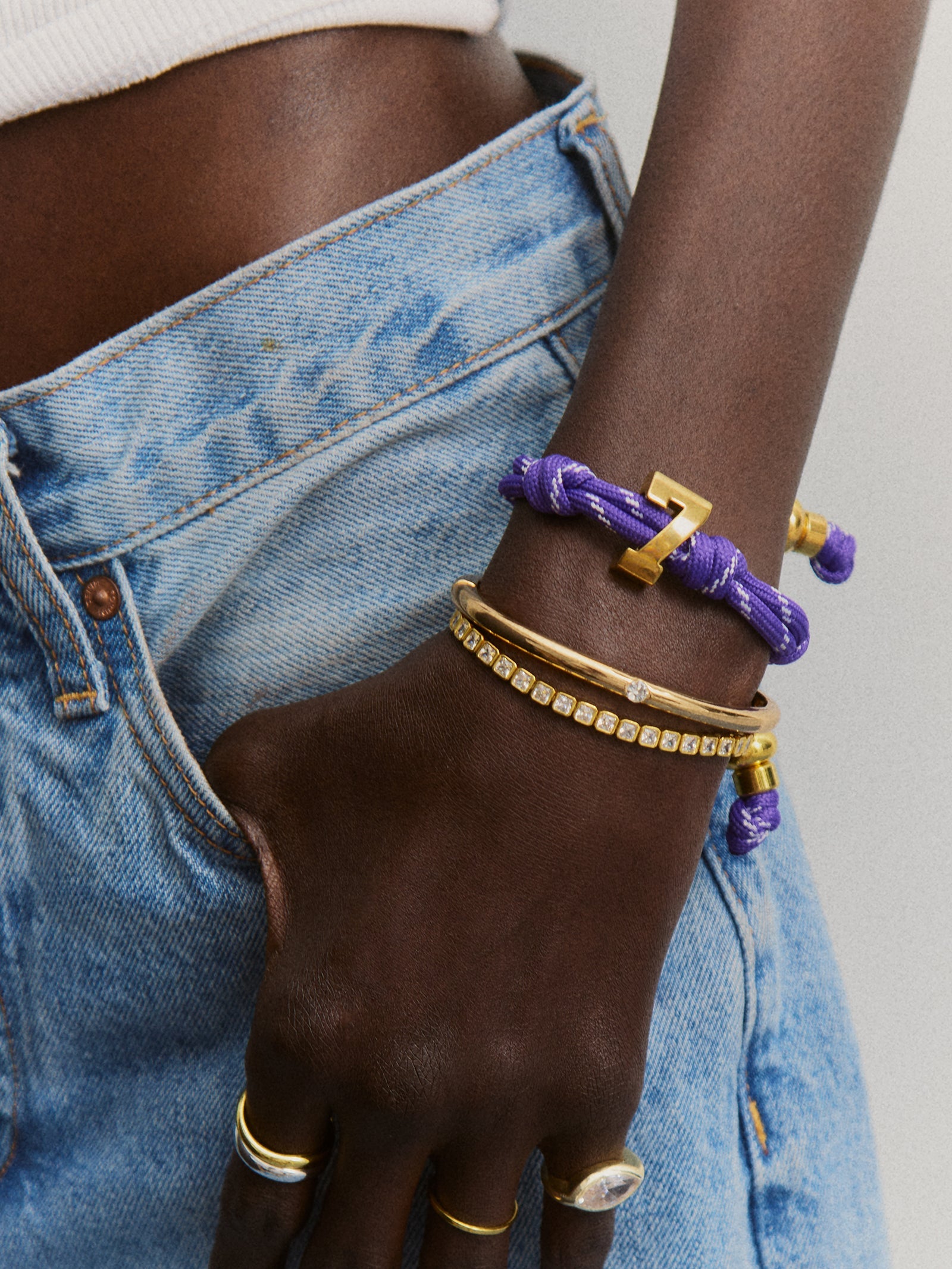 Knotty Varsity Number Custom Bracelet - Purple Single Digit