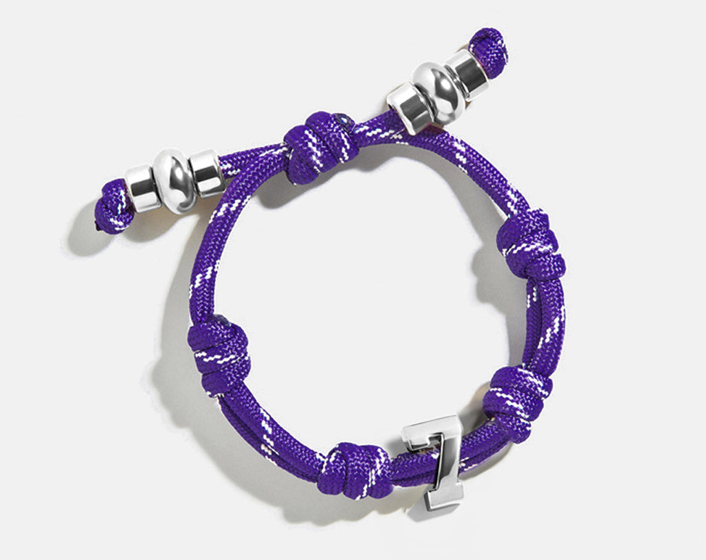 Knotty Varsity Number Custom Bracelet - Purple Single Digit