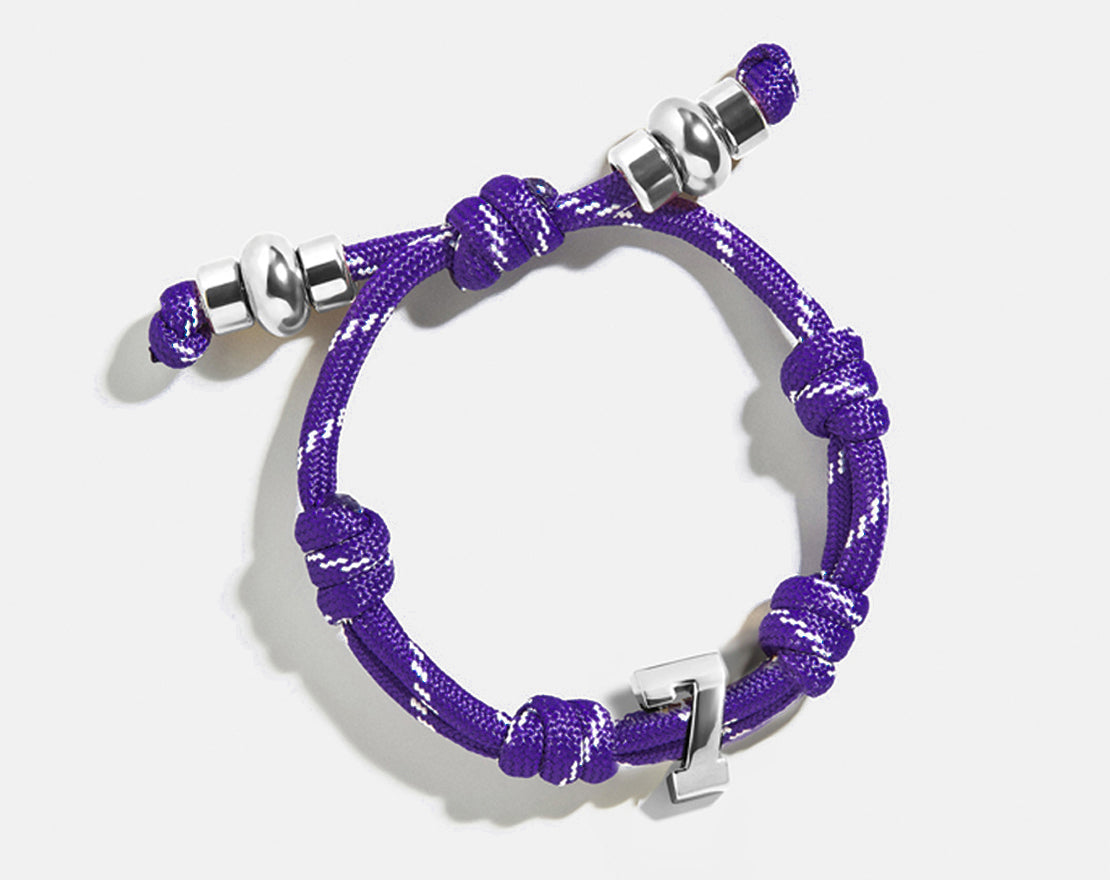 Knotty Varsity Number Custom Bracelet - Purple Single Digit