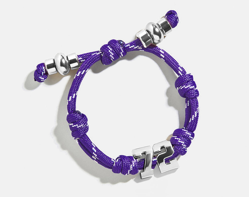 Knotty Varsity Number Custom Bracelet - Purple Double Digit