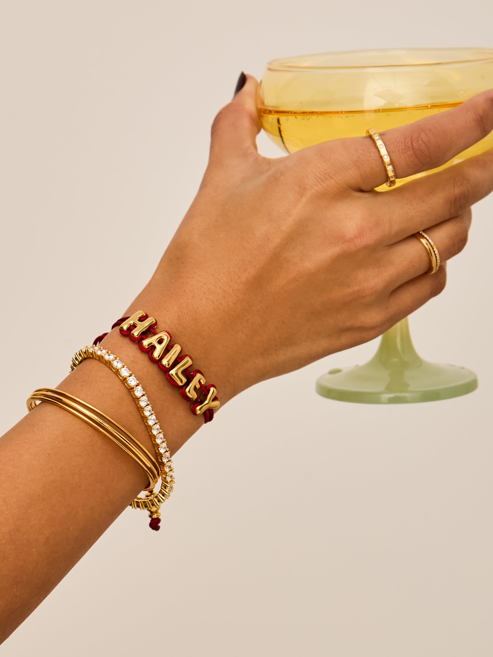 Wrapped Up Bubble Waterproof Custom Cord Bracelet - Dark Red