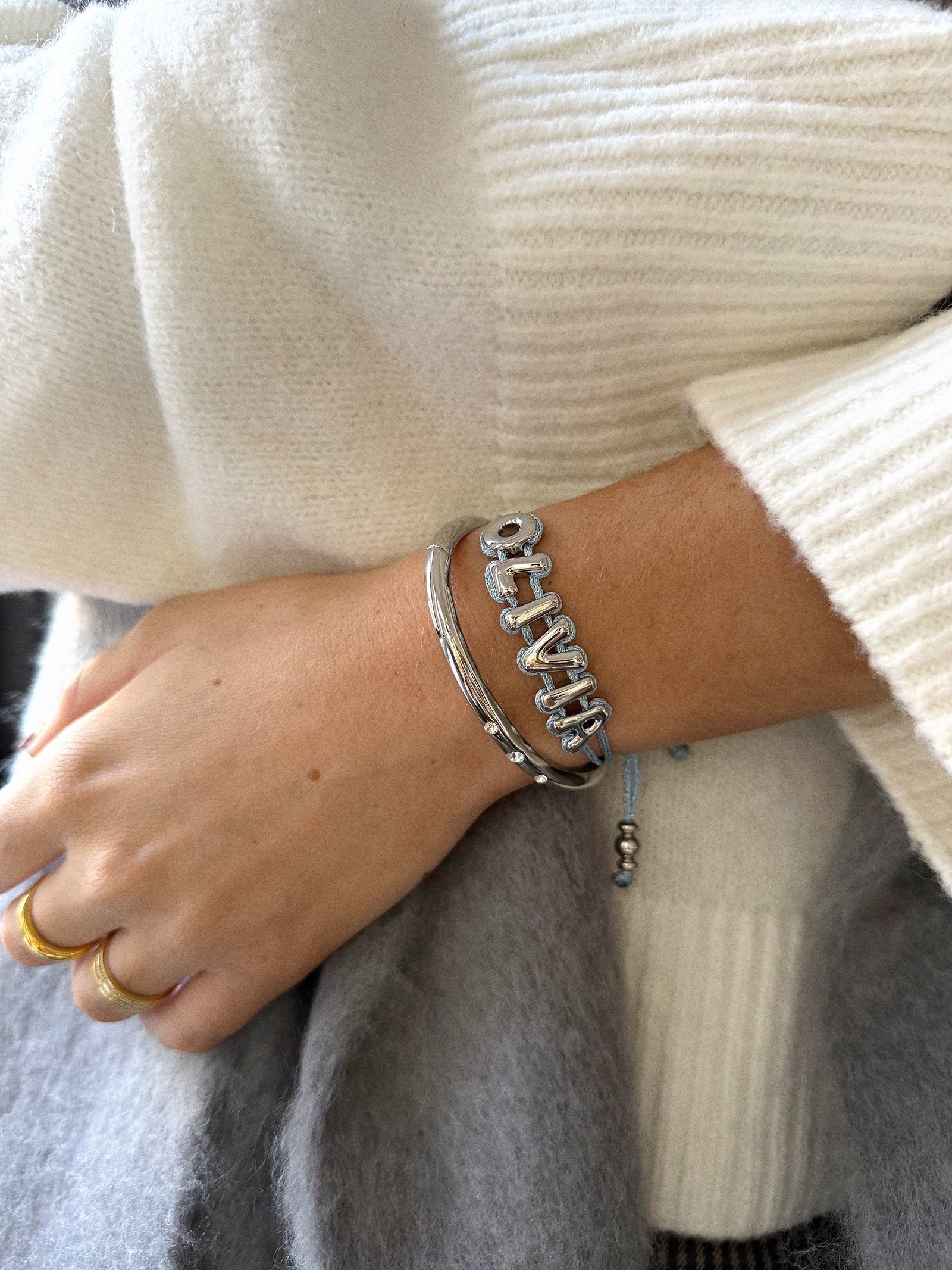 Wrapped Up Bubble Waterproof Custom Cord Bracelet - Blue