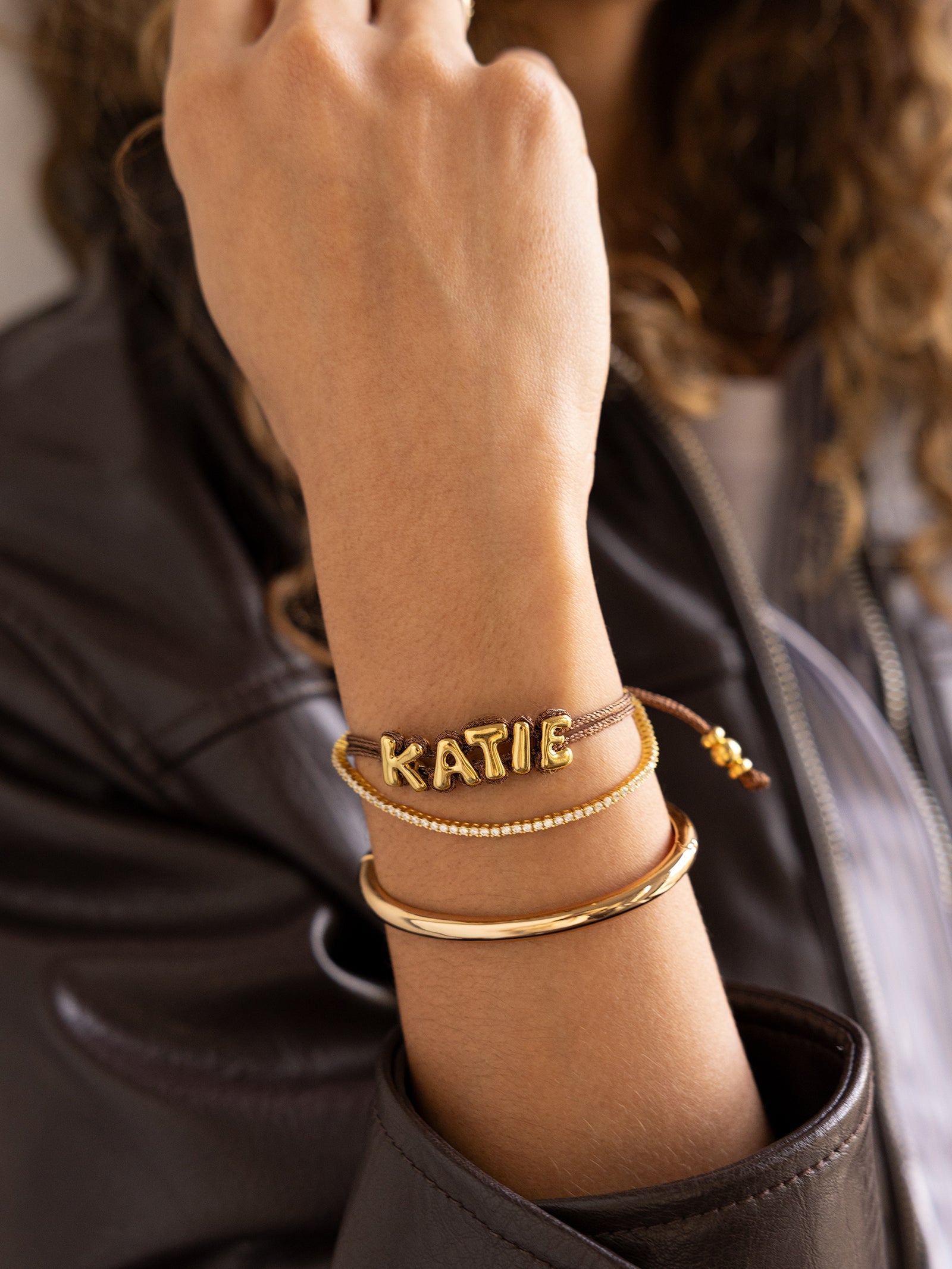 Wrapped Up Bubble Waterproof Custom Cord Bracelet - Brown