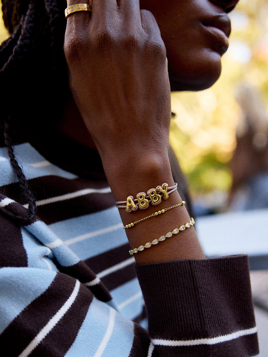 Wrapped Up Bubble Waterproof Custom Cord Bracelet - Light Brown