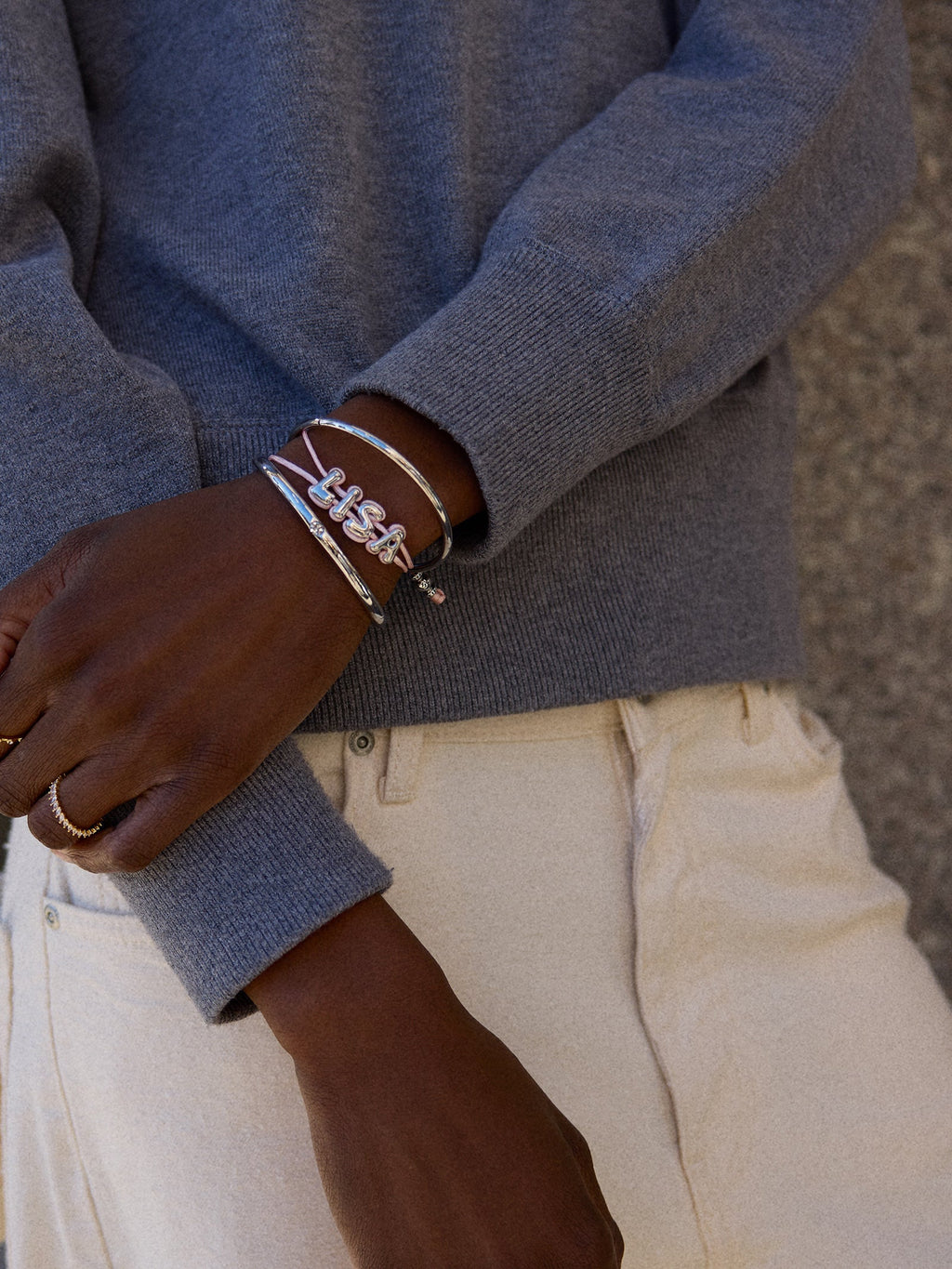 Wrapped Up Bubble Waterproof Custom Cord Bracelet - Blush