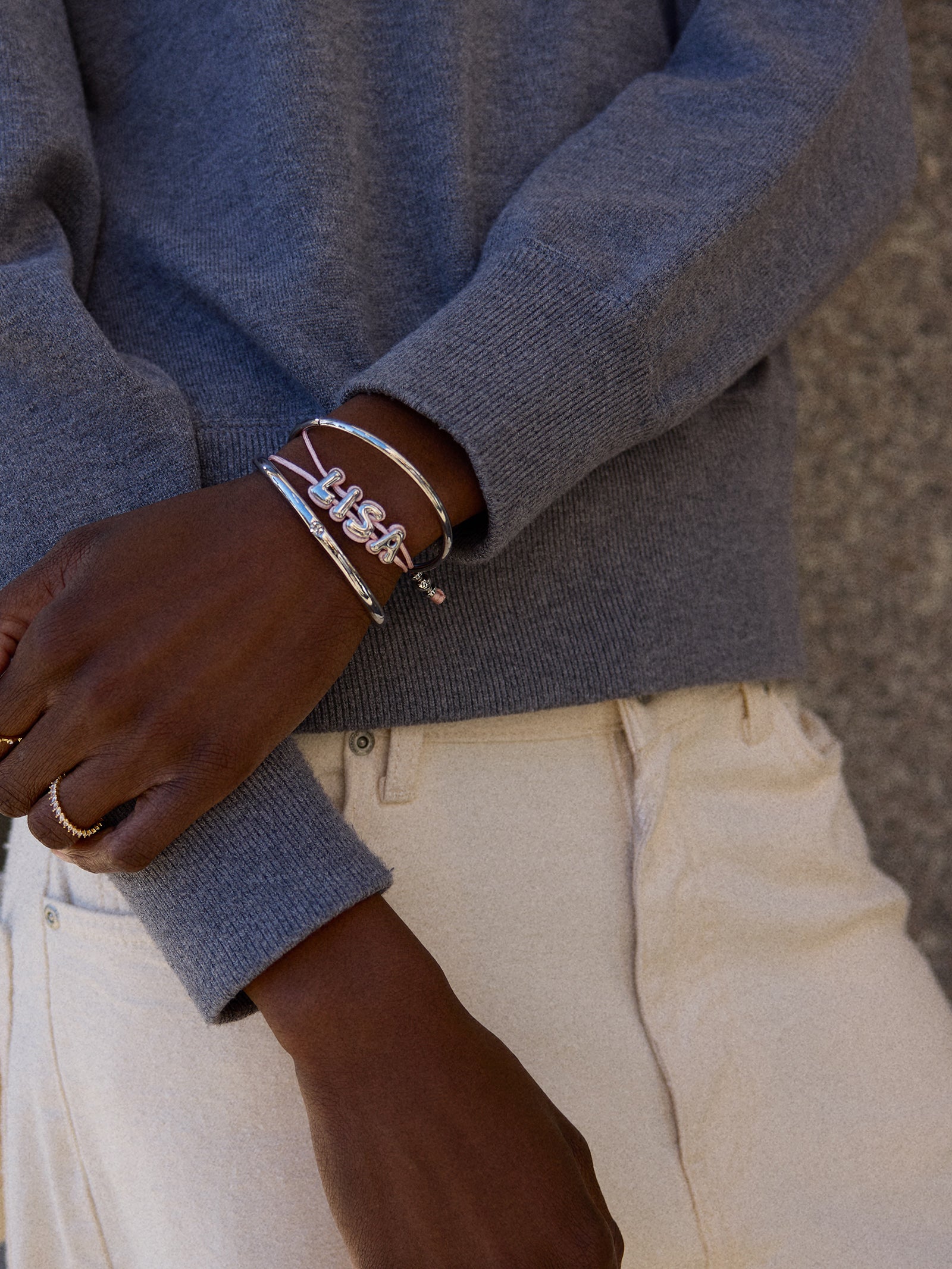 Wrapped Up Bubble Waterproof Custom Cord Bracelet - Blush
