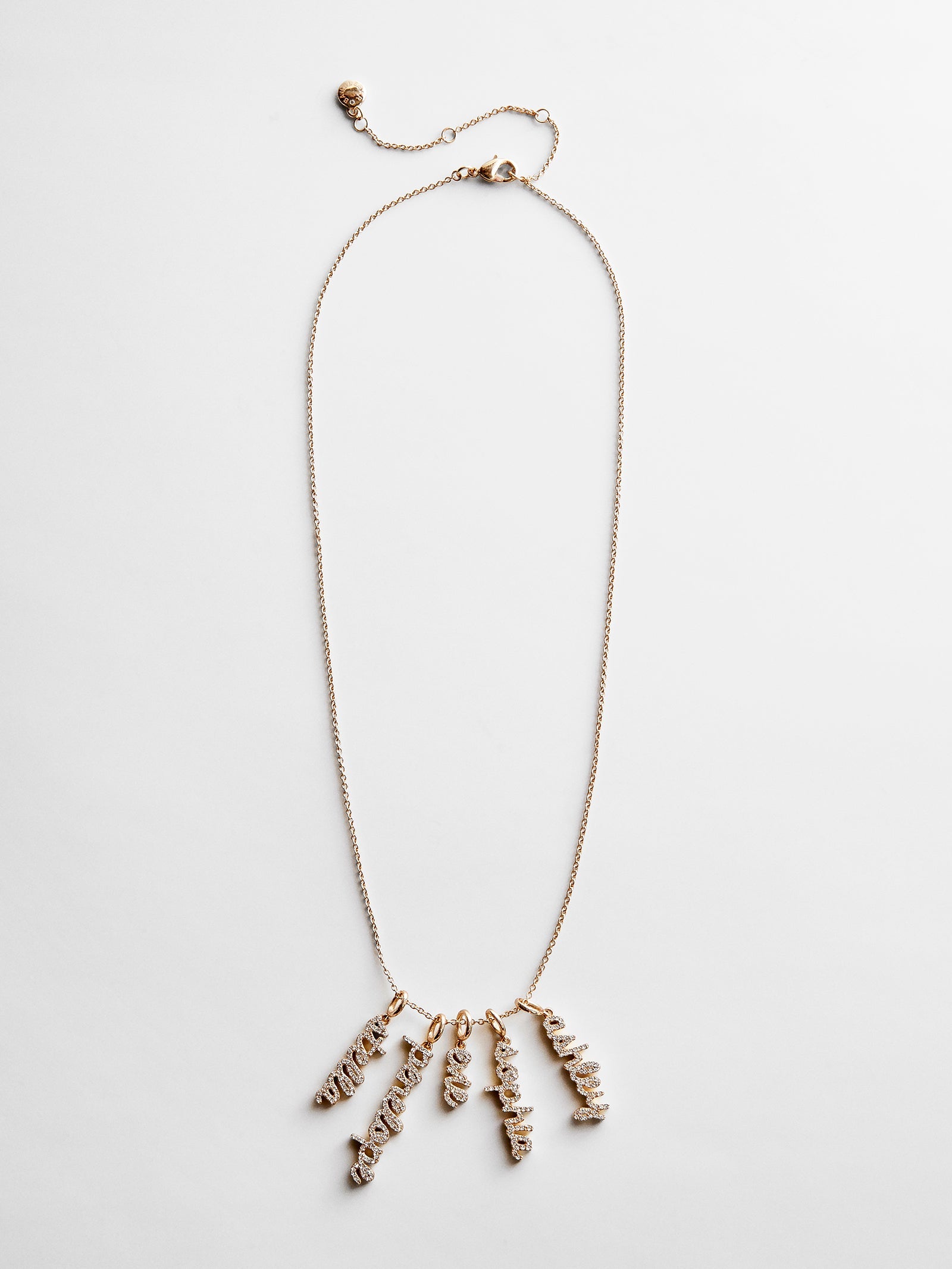Mini Pavé Script Cluster Custom Nameplate Necklace - 4 Names