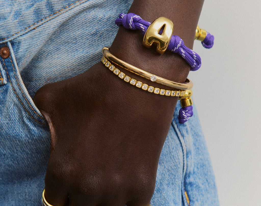 Knotty Initial Custom Bracelet - Purple Double Letters