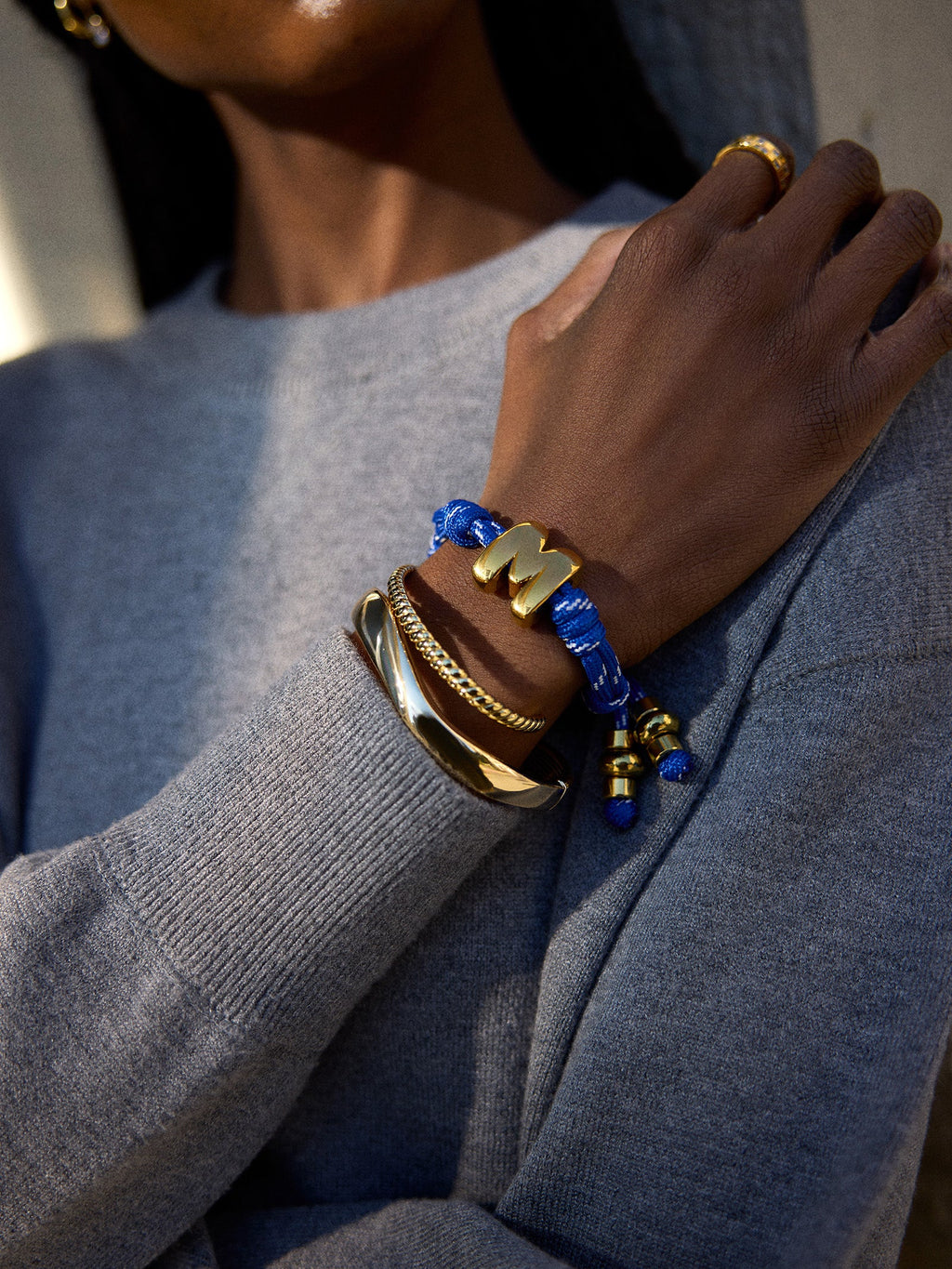 Knotty Initial Custom Bracelet - Cobalt Double Letters