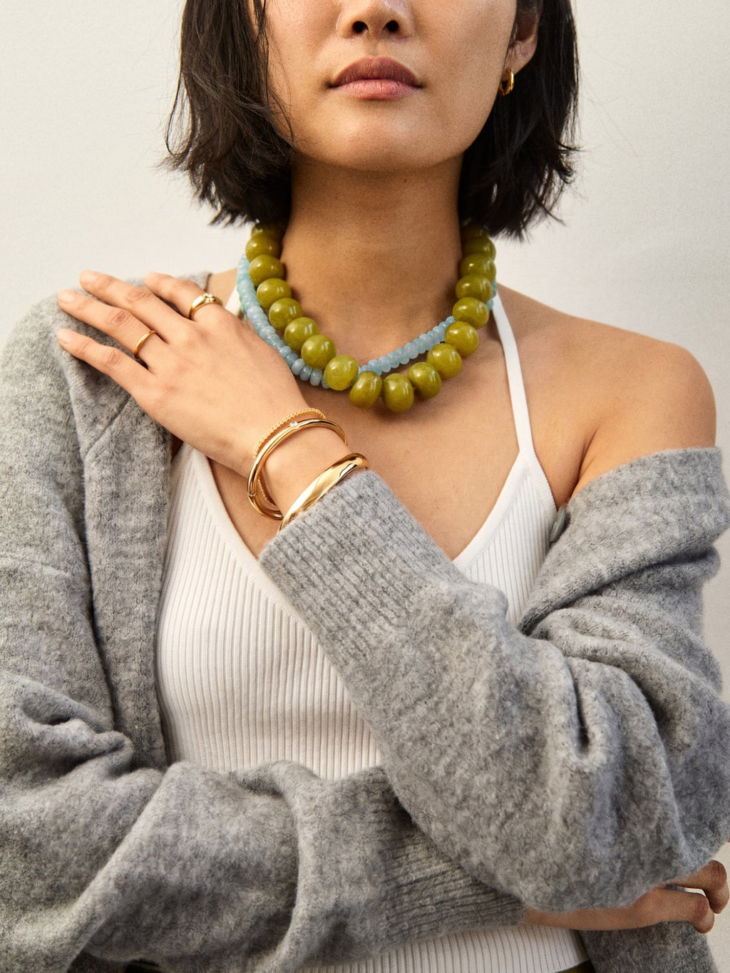 Joan Semi-Precious Necklace - Olive