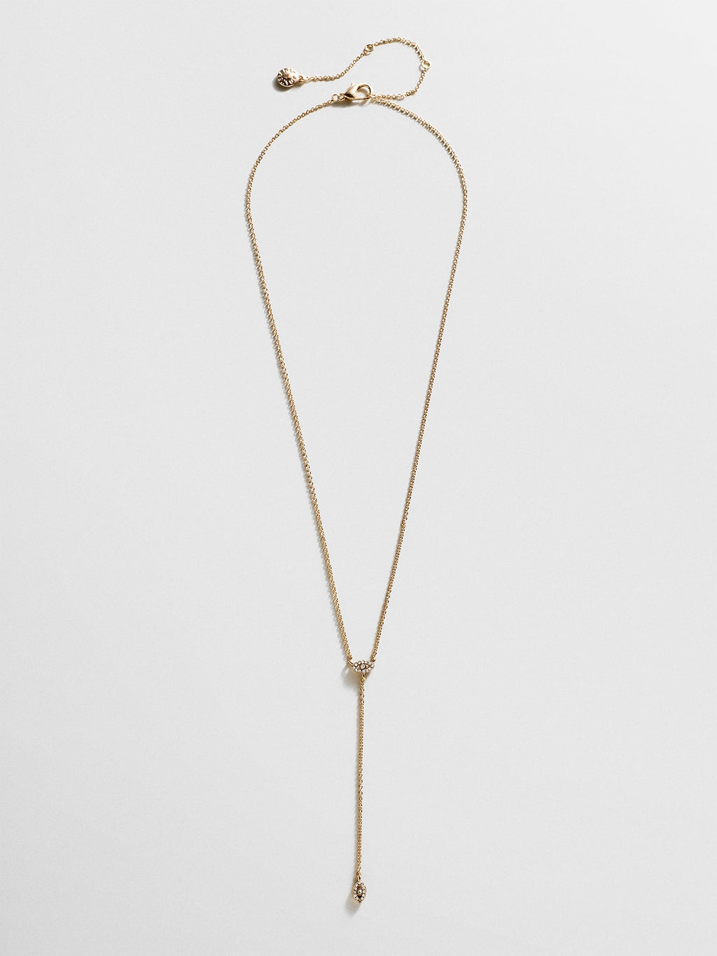 Evil Eye Lariat Necklace - Gold/Pavé