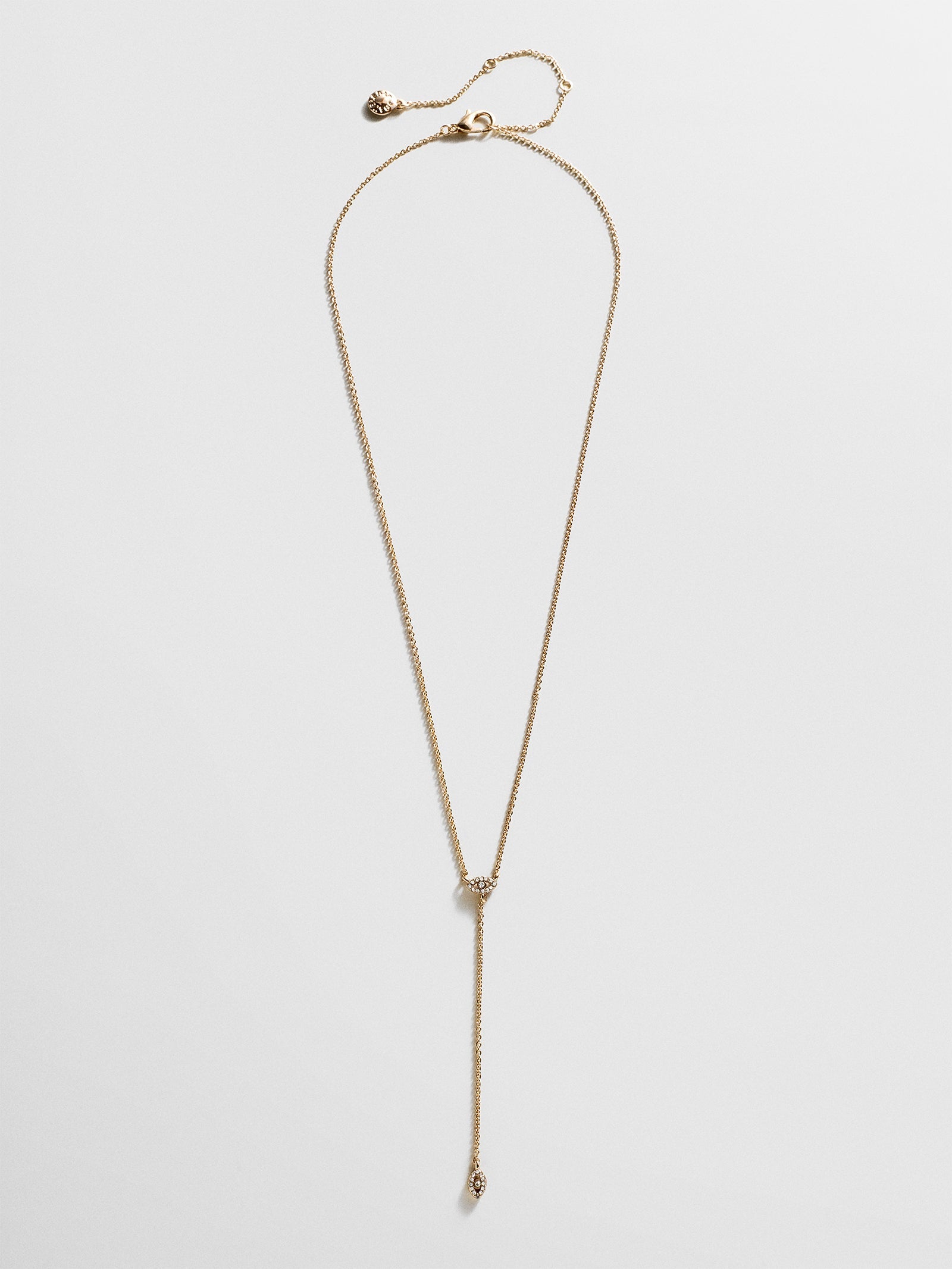 Evil Eye Lariat Necklace - Gold/Pavé