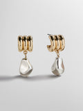 Teagan Ribbed Pearl Earrings - Gold/Pearl