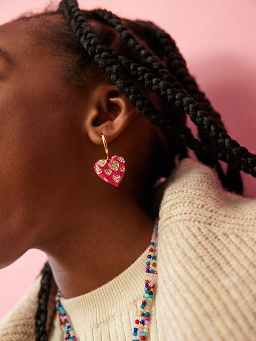 Be My Heart Kids' Earrings - Hot Pink