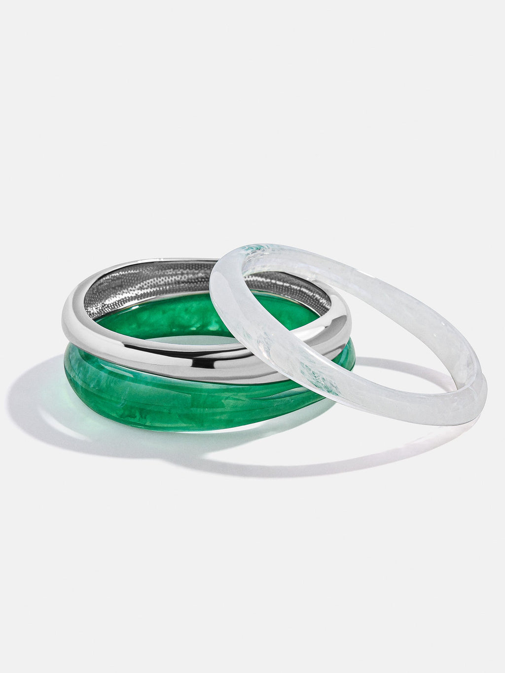 Raven Resin Bangle Set - Malachite