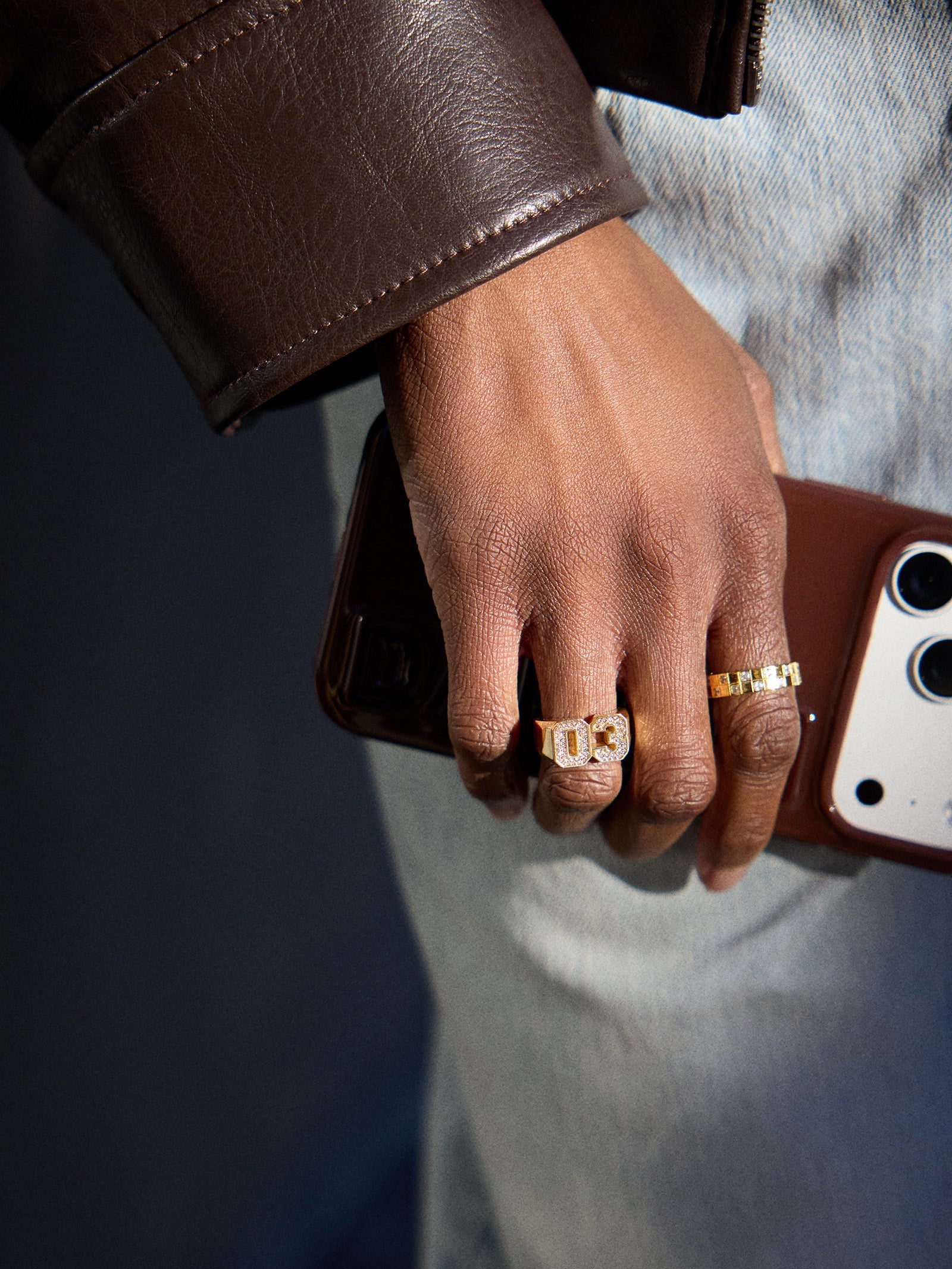 Varsity Number Custom Ring - Silver/Pavé