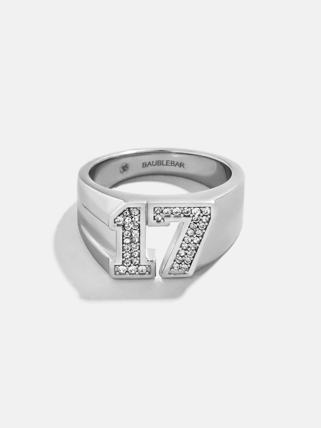 Varsity Number Custom Ring - Silver/Pavé