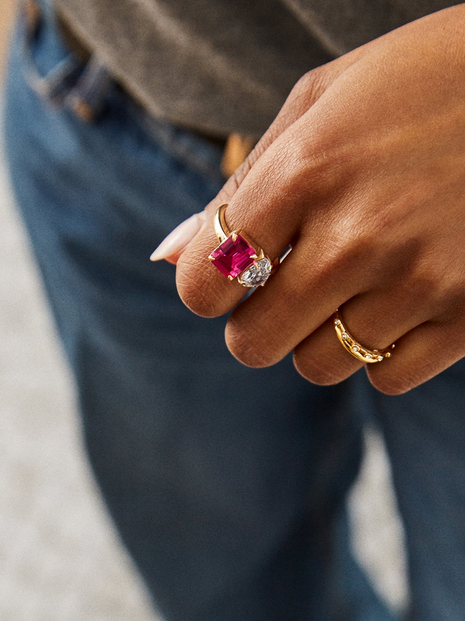 Toi et Moi Custom Birthstone Ring - Gold 10