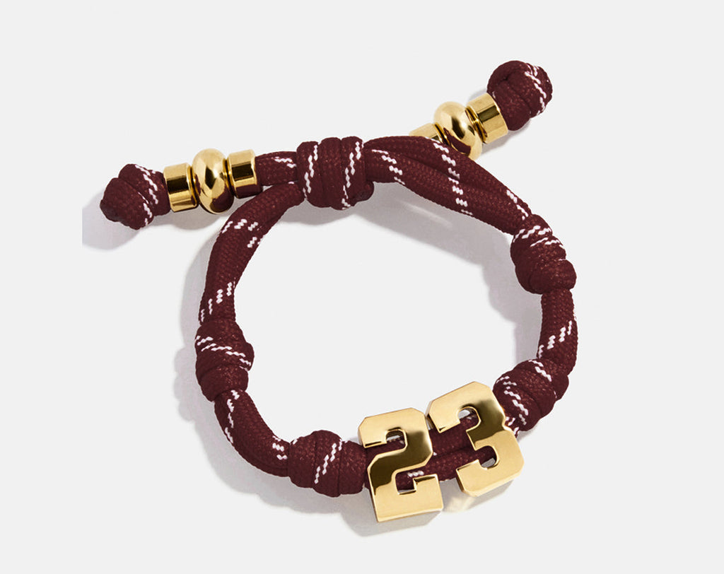 Knotty Varsity Number Custom Bracelet - Maroon Double Digit