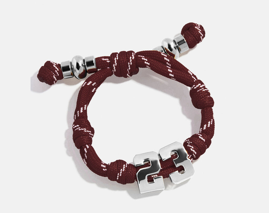 Knotty Varsity Number Custom Bracelet - Maroon Double Digit
