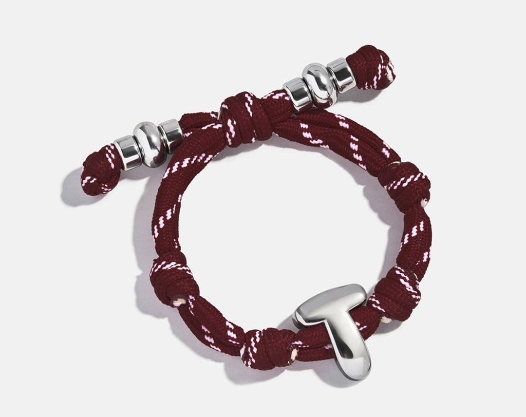 Knotty Initial Custom Bracelet - Maroon Single Letter