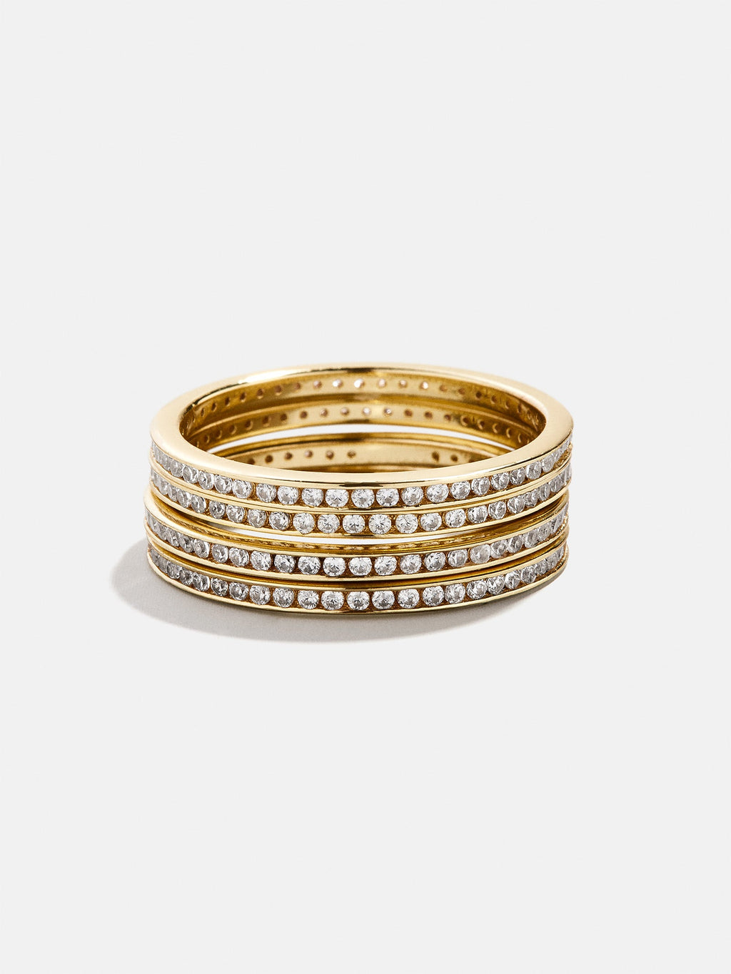 Tana 14K Gold Ring Set - Gold/Pavé