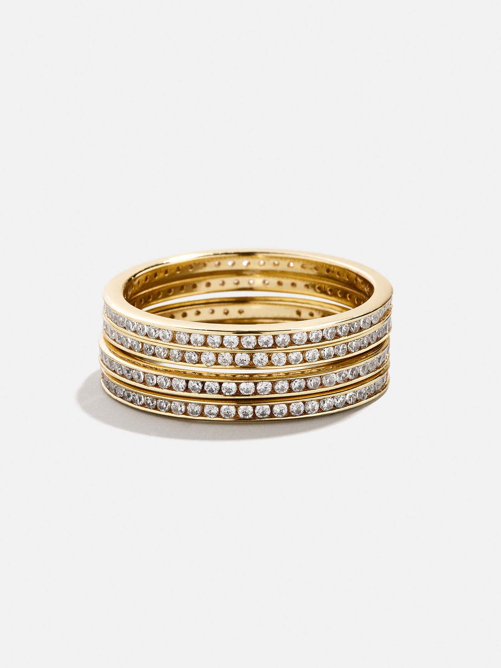Tana 14K Gold Ring Set - Gold/Pavé