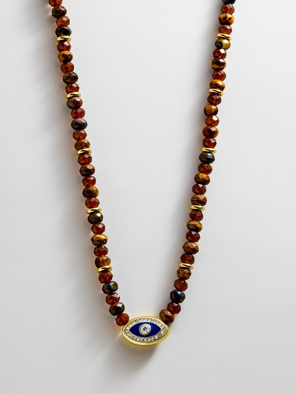 Positive View Semi-Precious Evil Eye Necklace - Tiger's Eye