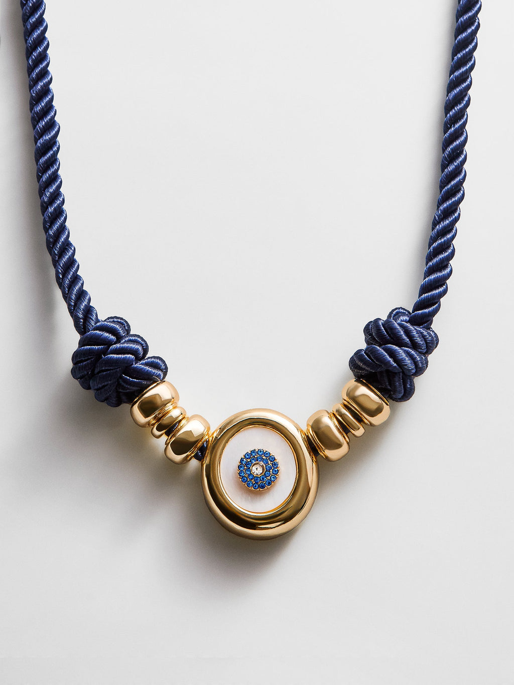 Eye Candy Evil Eye Cord Necklace - Gold/Blue