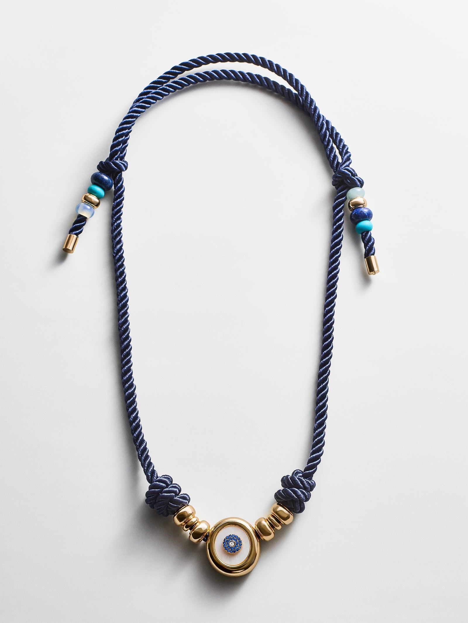Eye Candy Evil Eye Cord Necklace - Gold/Blue